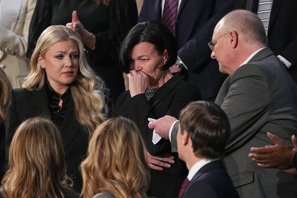 Anna Zarutska, the mother of Iryna Zarutska, is recognized by President Donald Trump during...