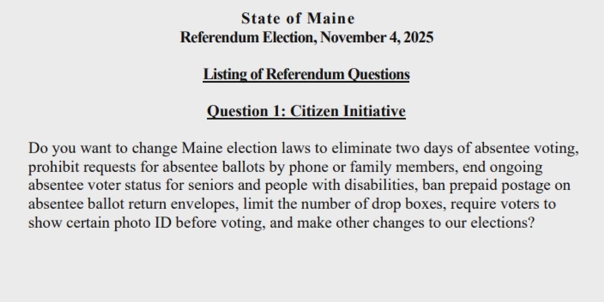 Question 1: Changes to Maine Elections