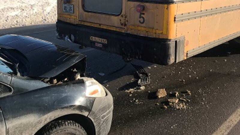 Mapleton Car Crash No injuries reported in accident involving a car and bus in Mapleton