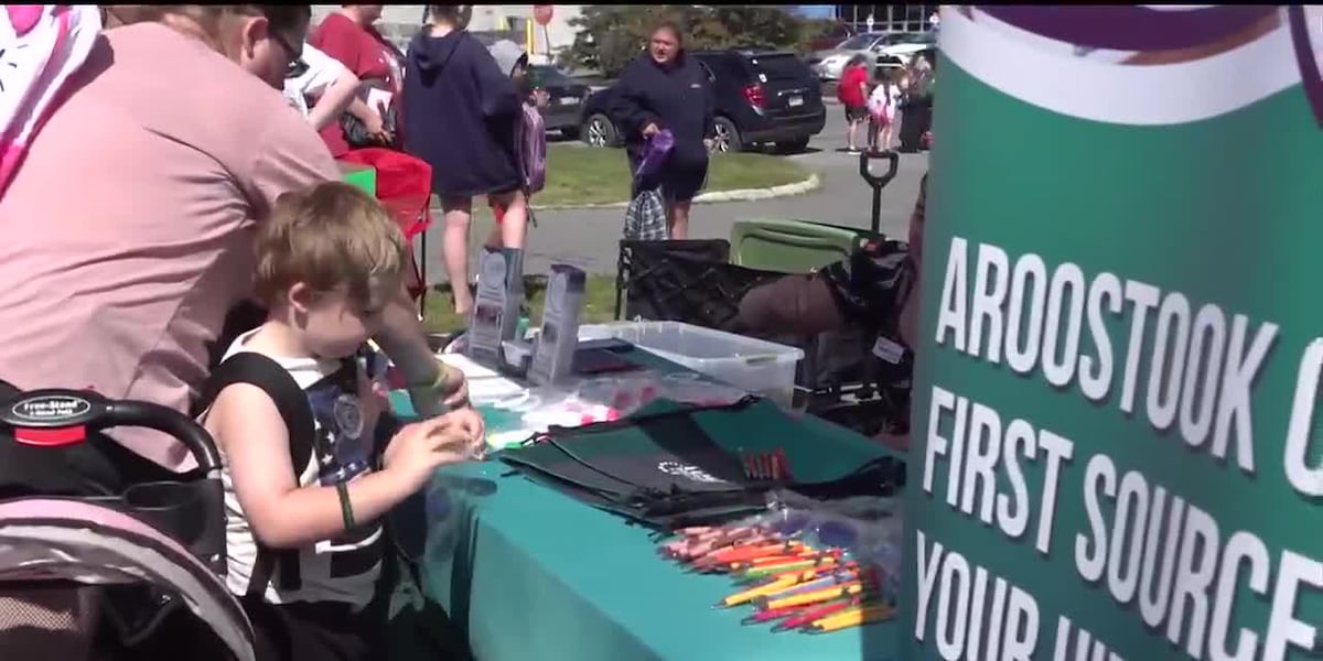 Hundreds of Aroostook County families receive free school supplies at Presque Isle event