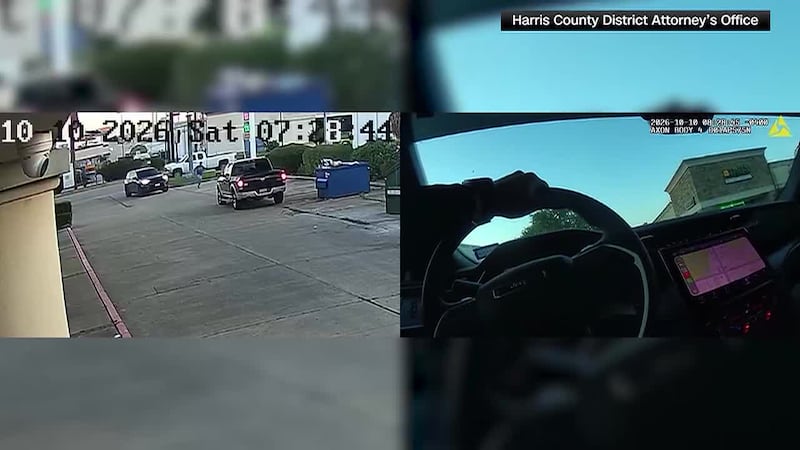 Side-by-side footage shows videos in which an ICE agent is accused of hitting a man with a...